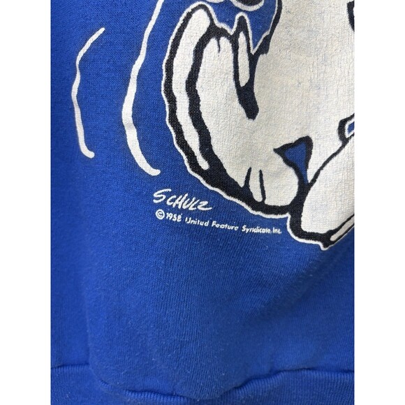 Vintage 1958 Schuz Snoopy Dog Peanuts Blue Sweatshirt Mens M sweater 50s Retro - Picture 2 of 16